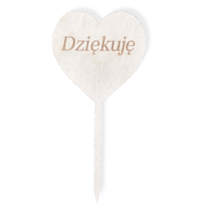Drewniany topper pik serce serduszko na piku Dziękuję podziękowania na tort