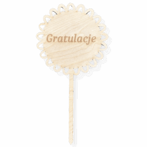 Drewniany topper pik napis Gratulacje słońce na piku ozdoba na tort dekor