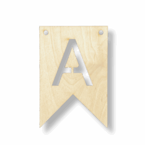 Drewniany proporczyk tabliczka z literą A do girlandy zawieszka chorągiewka