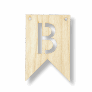 Drewniany proporczyk tabliczka z literą B do girlandy zawieszka chorągiewka