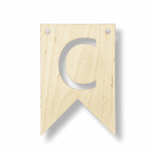 Drewniany proporczyk tabliczka z literą C do girlandy zawieszka chorągiewka