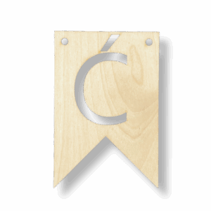 Drewniany proporczyk tabliczka z literą Ć do girlandy zawieszka chorągiewka