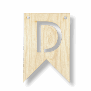 Drewniany proporczyk tabliczka z literą D do girlandy zawieszka chorągiewka