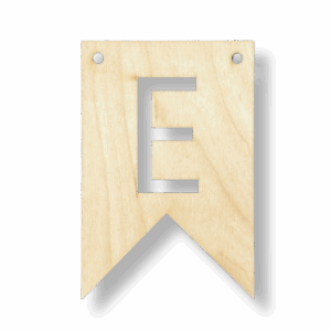 Drewniany proporczyk tabliczka z literą E do girlandy zawieszka chorągiewka
