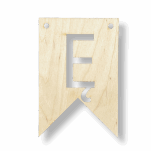 Drewniany proporczyk tabliczka z literą Ę do girlandy zawieszka chorągiewka