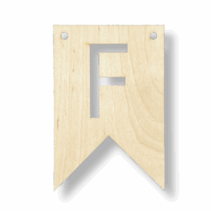 Drewniany proporczyk tabliczka z literą F do girlandy zawieszka chorągiewka