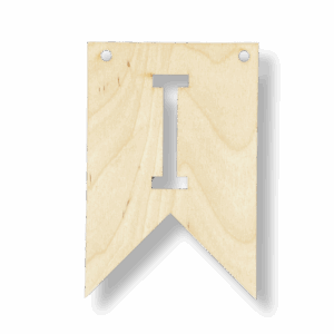 Drewniany proporczyk tabliczka z literą I do girlandy zawieszka chorągiewka