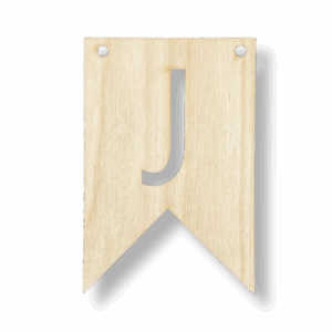 Drewniany proporczyk tabliczka z literą J do girlandy zawieszka chorągiewka