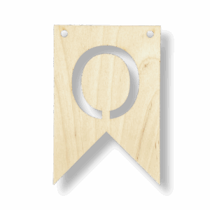 Drewniany proporczyk tabliczka z literą O do girlandy zawieszka chorągiewka