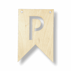 Drewniany proporczyk tabliczka z literą P do girlandy zawieszka chorągiewka