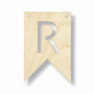 Drewniany proporczyk tabliczka z literą R do girlandy zawieszka chorągiewka