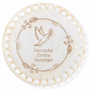 Baza dno koszyka spód koło okrąg pamiątka chrztu gołąb ze sklejki decoupage