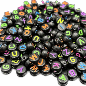 Koraliki korale literki alfabet płaskie plastikowe