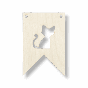 Drewniany proporczyk girlanda baner zawieszka chorągiewka do pokoju KOT KOTEK