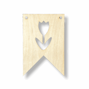 Drewniany proporczyk girlanda baner zawieszka chorągiewka do pokoju kwiat TULIPAN