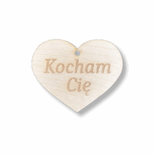 Drewniana zawieszka serduszko grawer KOCHAM CIĘ