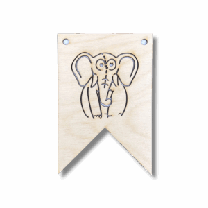 Drewniany proporczyk girlanda baner zawieszka chorągiewka do pokoju SŁOŃ zwierzątka