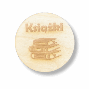 Drewniana tabliczka etykieta znaczek na szufladę/pudełko - Książki