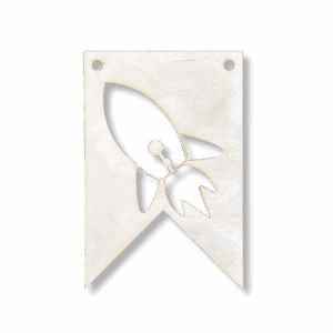 Drewniany proporczyk girlanda baner zawieszka chorągiewka do pokoju RAKIETA