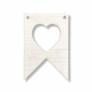 Drewniany proporczyk girlanda baner zawieszka chorągiewka do pokoju SERCE