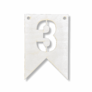 Drewniany proporczyk girlanda baner zawieszka chorągiewka do pokoju CYFRA 3