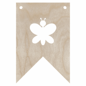 Drewniany proporczyk girlanda baner zawieszka chorągiewka do pokoju MOTYL