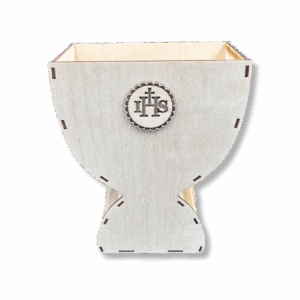 Drewniany wazon KIELICH PUCHAR IHS komunia prezent