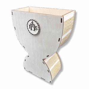 Drewniany wazon KIELICH PUCHAR IHS komunia prezent