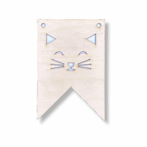 Drewniany proporczyk girlanda baner zawieszka chorągiewka do pokoju KOT Kocurek