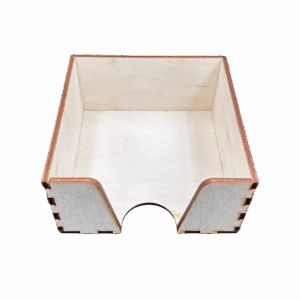 Drewniane pudełko pojemnik na karteczki przybornik na biurko