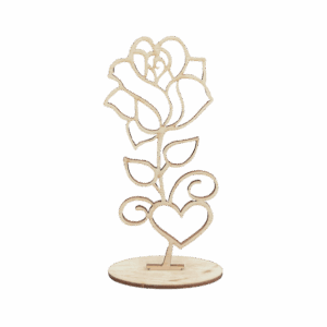 Drewniana róża kwiat na podstawce ze sklejki decoupage prezent 15 cm