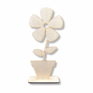 Drewniany kwiatek w doniczce na podstawce prezent kwiat 20 cm