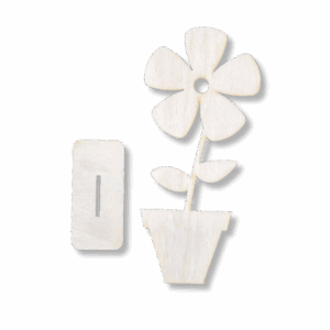 Drewniany kwiatek w doniczce na podstawce prezent kwiat 20 cm