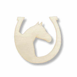 Drewniany dekor PODKOWA Z KONIEM  decoupage ozdoba scrapki ze sklejki KOŃ
