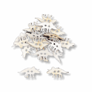 Guziki  ozdobne drewniane DINOZAURY 20 szt 30 mm naturalne