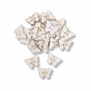 Guziki  ozdobne drewniane MOTYLE 20 szt 24 mm naturalne