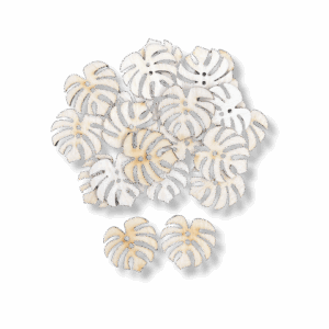 Guziki  ozdobne drewniane LIŚCIE MONSTERA 20 szt 28 mm naturalne