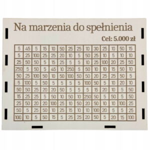 Biała skarbonka wykreślanka z grawerem TWÓJ NAPIS