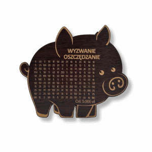 Świnka Skarbonka WYZWANIE OSZCZĘDZANIE kolor WENGE