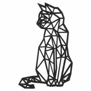 Dekoracja ścienna obraz ażurowy CZARNY GEOMETRYCZNY KOT KOTEK 3D 27 cm