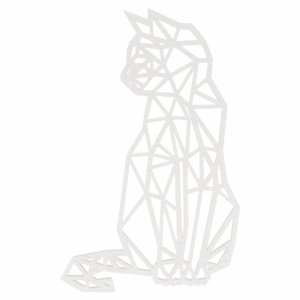 Dekoracja ścienna obraz ażurowy duży BIAŁY GEOMETRYCZNY KOT 3D 52 cm