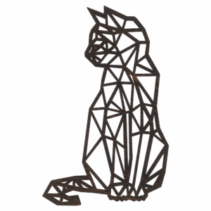 Dekoracja ścienna obraz ażurowy duży GEOMETRYCZNY KOT 3D 52 cm kolor WENGE