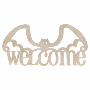 Drewniany napis WELCOME nietoperz halloween decoupage ze sklejki dekor ozdoba