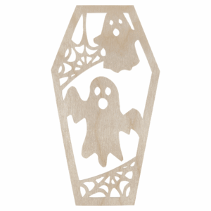 Drewniany dekor zawieszka TRUMNA DUCHÓW HALLOWEEN ozdoba decoupage ze sklejki
