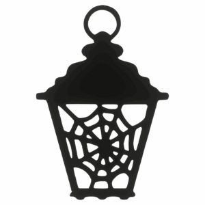 Drewniana zawieszka dekor CZARNY LAMPION Z PAJĘCZYNĄ HALLOWEEN ze sklejki decoupage