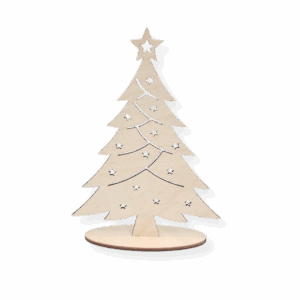 Drewniana CHOINKA Z DEKORACJĄ na podstawce 16CM drzewko dekoracja stojąca dekor