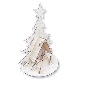 Drewniana ozdoba świąteczna SZOPKA Stajenka Choinka na podstawce stojąca decoupage