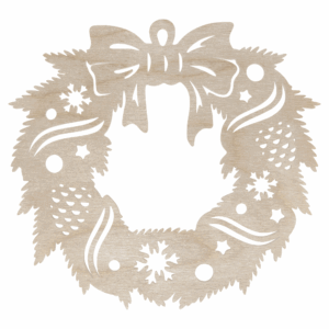 Drewniany dekor WIANEK DUŻY ŚWIĄTECZNY bożonarodzeniowy zawieszka ze sklejki decoupage