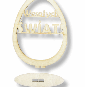 Drewniane jajko jajo stojące pisanka na podstawce decoupage ze sklejki 1szt