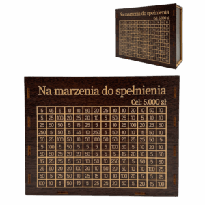 Skarbonka wykreślanka z grawerem TWÓJ NAPIS kolor WENGE